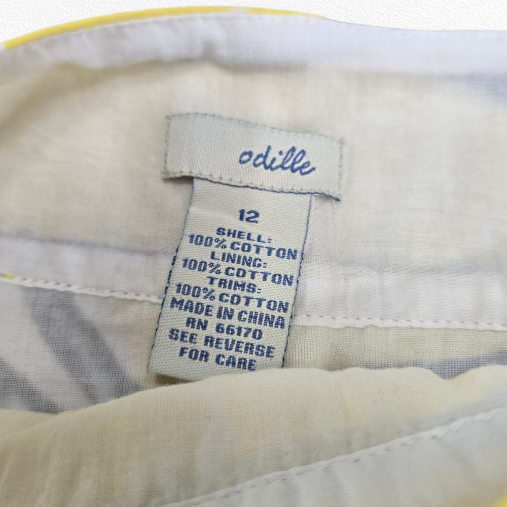 Y2K Vintage Anthropologie Odille Yellow Lemon Print Cotton A-Line Skirt Size 12 - Picture 6 of 9